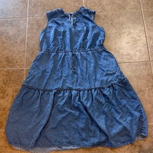 Lands' End Sleeveless Denim Maxi Dress in Blue